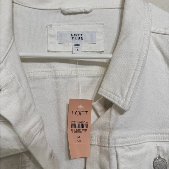 LOFT White Jean Jacket Classic Denim Style Plus Size 14 - Picture 2 of 3